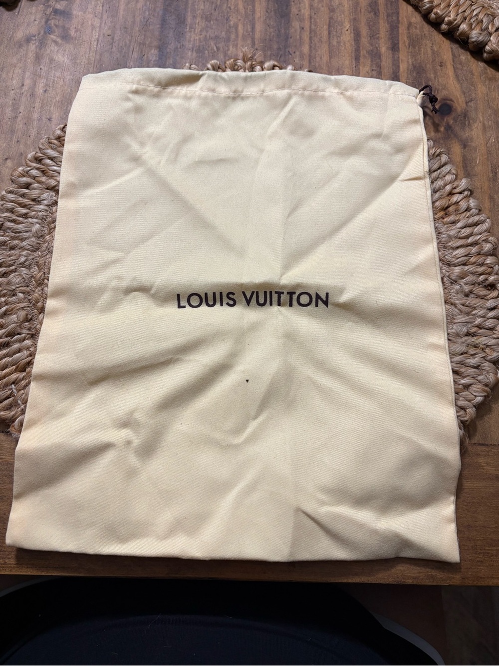 Louis Vuitton Cream Drawstring Dust Bag with Logo